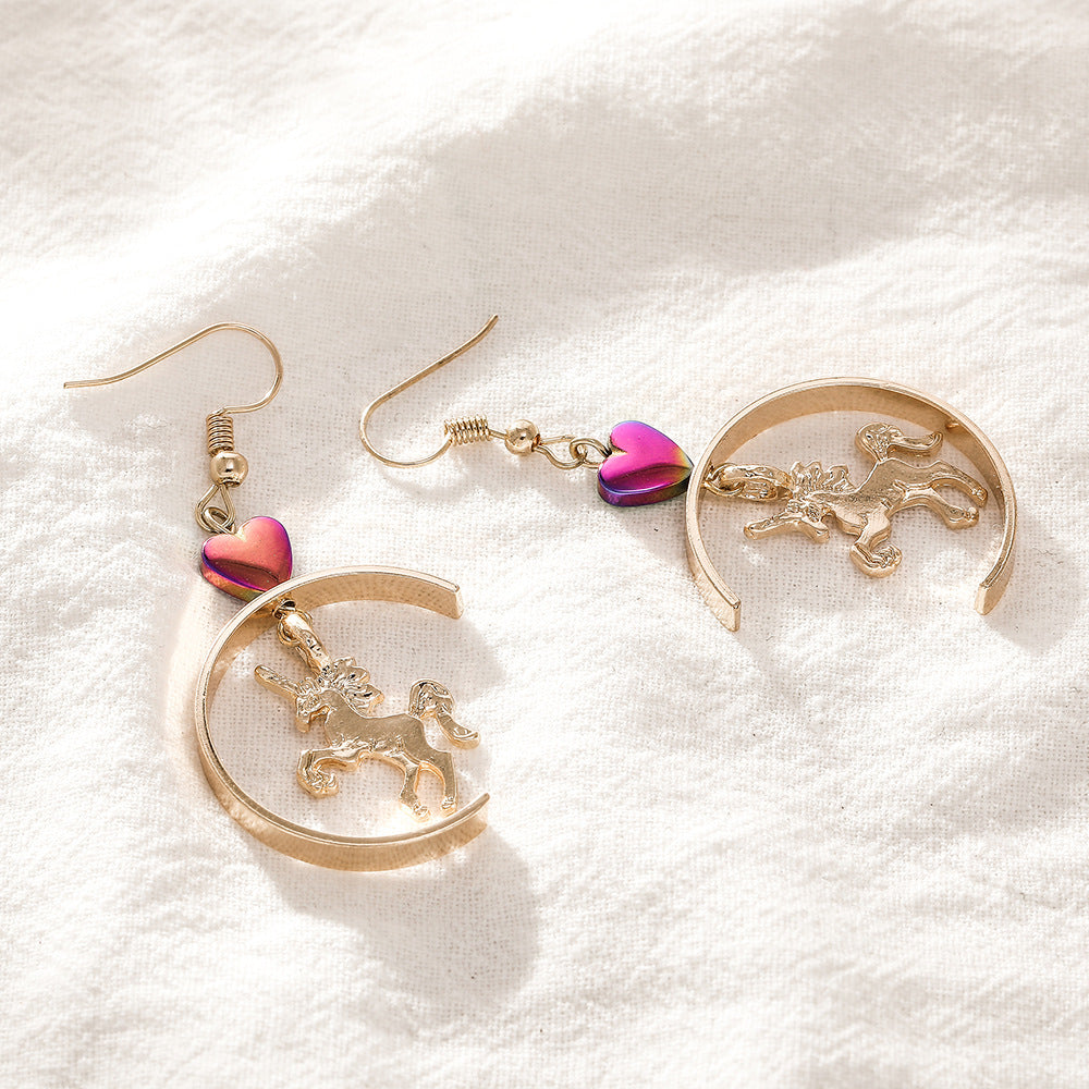 Golden Unicorn Dangle Earrings