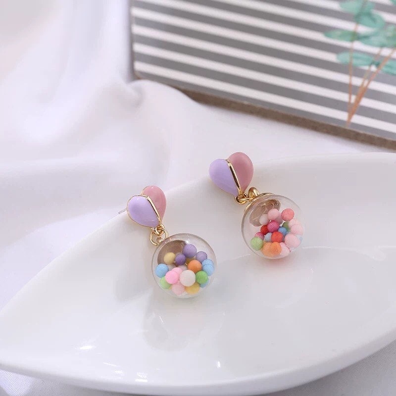 Carnival Heart Balloon Earrings