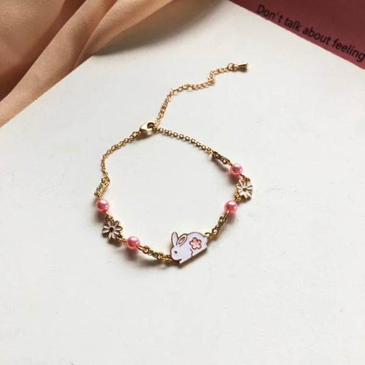 Lovely Rabbit Pink Beads Bracelet