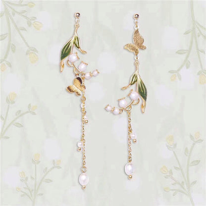 Lily of the Valley White Flower Dangle Earrings