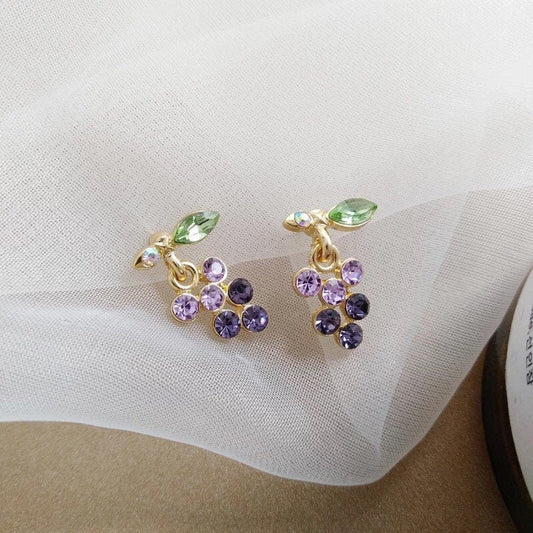 Grape Crystal Fruit Earrings