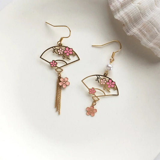 Cherry Blossom Fan Laser-Cut Earrings