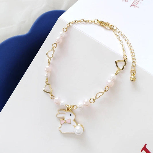 White Rabbit Bunny Charm Bracelet