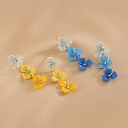 Blue/ Yellow Pansy Dangle Earrings