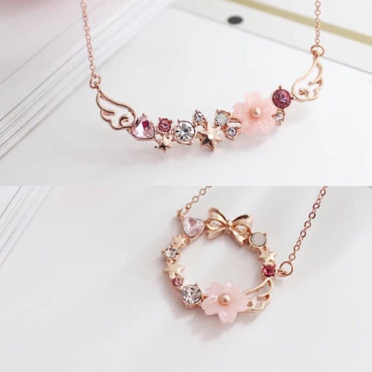 Magical Girl/ Cardcaptor Sakura Inspired Cherry Blossom Rose Gold Necklace