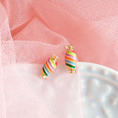 Rainbow Candy Sweet Stud Golden Earrings