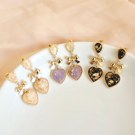 Princess Heart Gold Flake Gothic Lolita Earrings