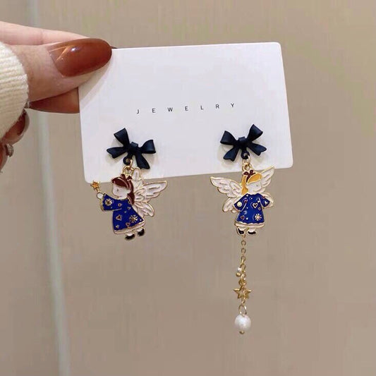 Blue Angel Mismatch Dangle Earrings