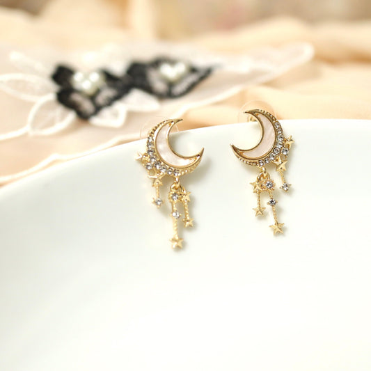 Moon & Star Gold Celestial Earrings