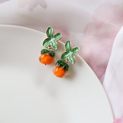 Orange Tangerine Citrus Fruit Drop Earrings