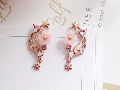 Magic Girl Cardcaptor Sakura Inspired Rose Gold Earrings