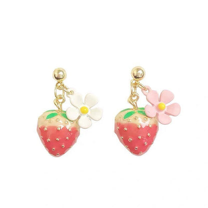 Strawberry and Flower Cute Earrings