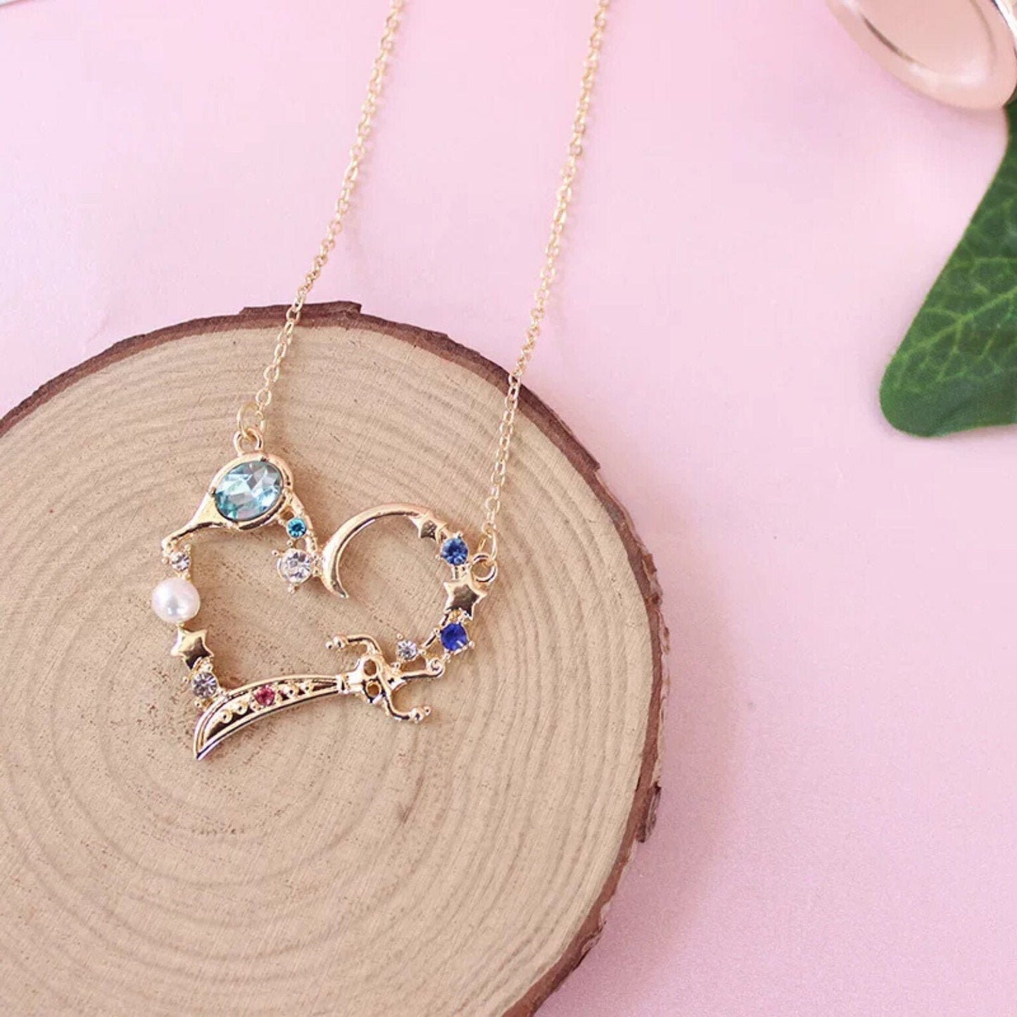 Sailor Moon Inspired Blue Heart Crystal Necklace