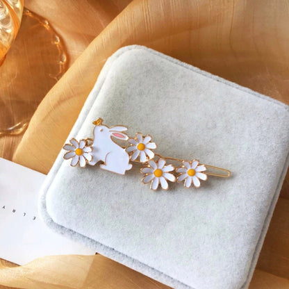 Rabbit Hair Clip, Bunny Daisy Hair Pin