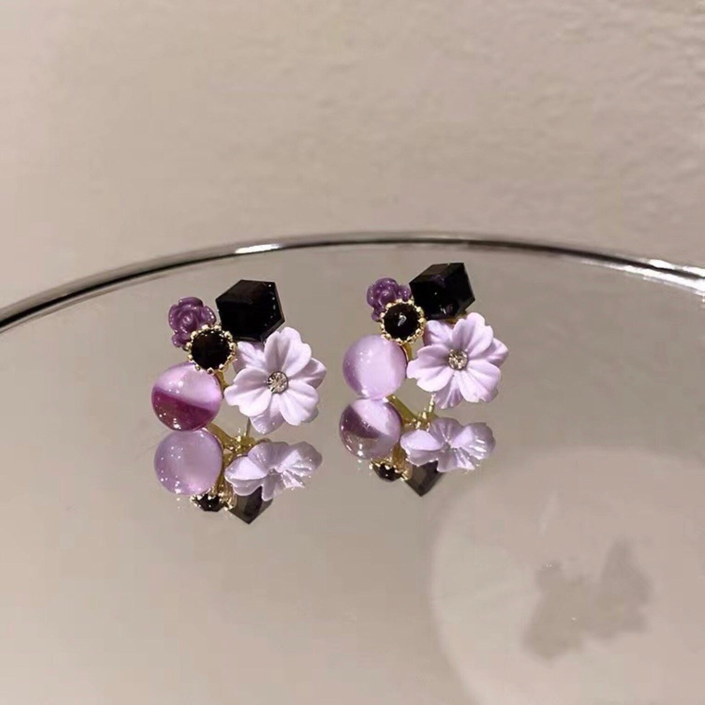 Lavender Purple Lilac Flower Earrings