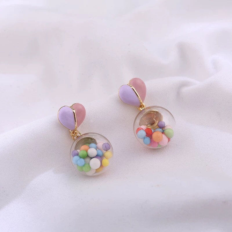 Carnival Heart Balloon Earrings