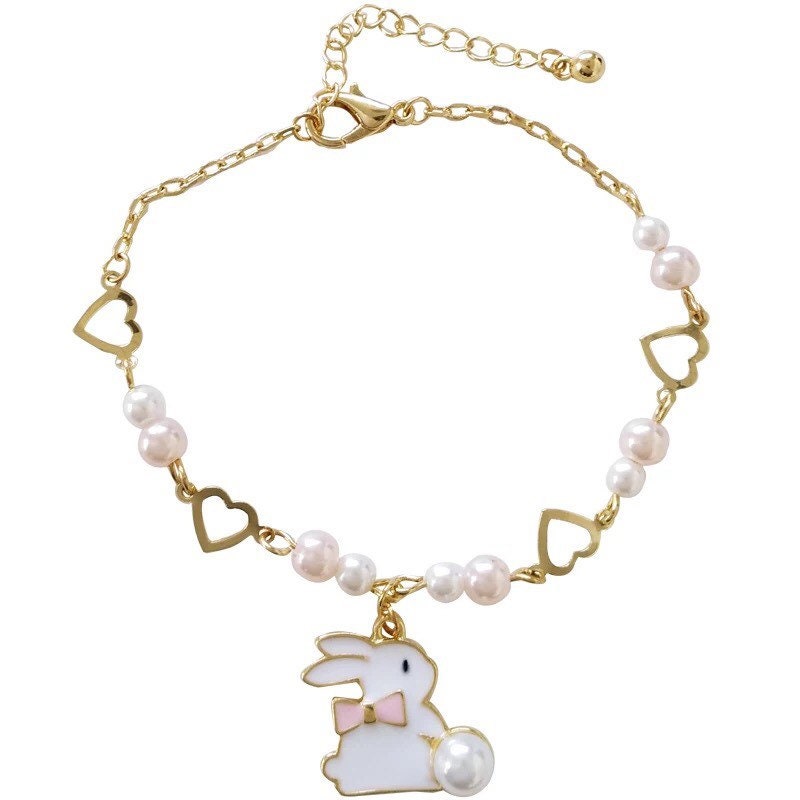 White Rabbit Bunny Charm Bracelet