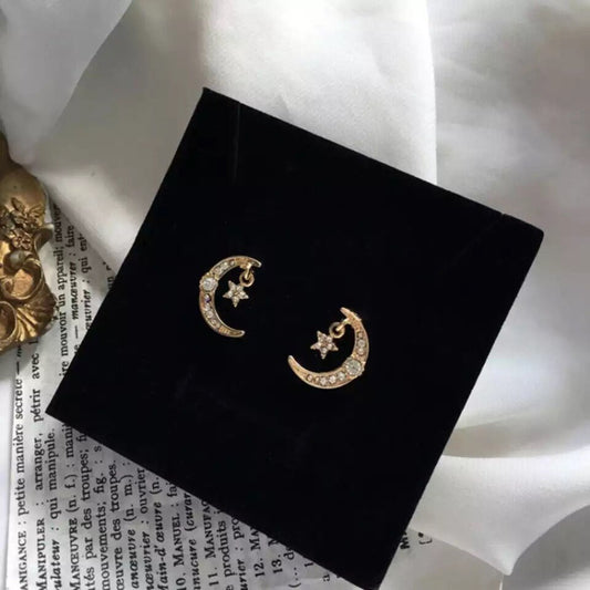 Gold Moon and Swinging Star Earrings