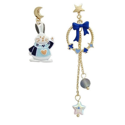 Bunny/ Rabbit Blue Ribbon Fairytale Earrings