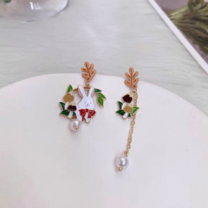 Autumn Rabbit and Mushroom Earrings