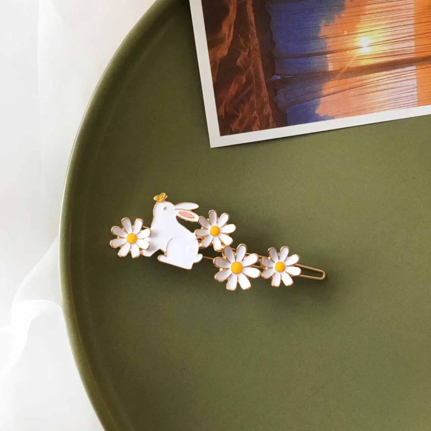 Rabbit Hair Clip, Bunny Daisy Hair Pin