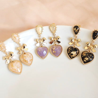 Princess Heart Gold Flake Gothic Lolita Earrings