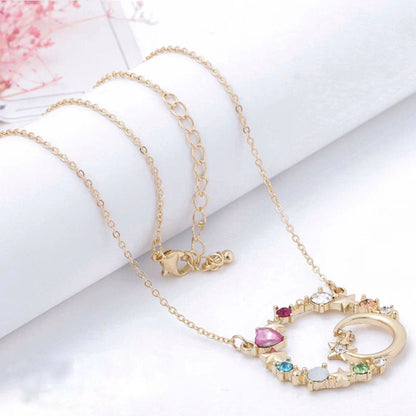 Sailor Moon Inspired Rainbow Crystal Ring Necklace