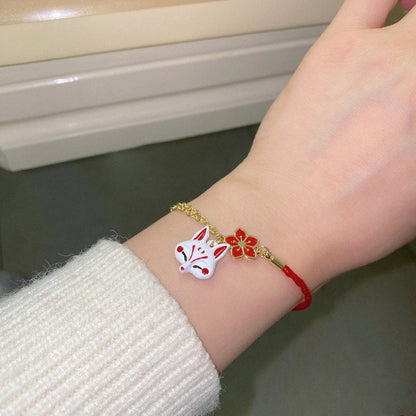 Japanese Style Fox/ Shrine/ Kitsune Bracelet, Sakura Cherry Blossom Bracelet