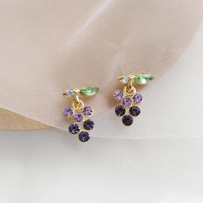 Grape Crystal Fruit Earrings