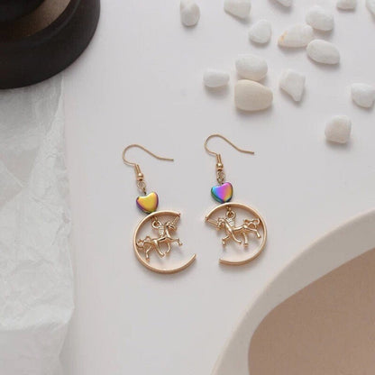 Golden Unicorn Dangle Earrings