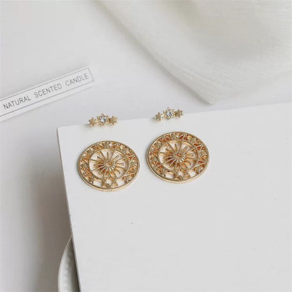 Gold Star Earrings with Jacket, Two Way Earrings