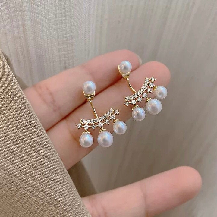 Two-Way Pearl Earrings with Chandelier Pearl Earring Jackets