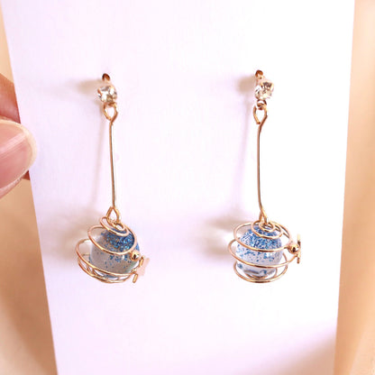 Blue Planet Glitter Star Earrings