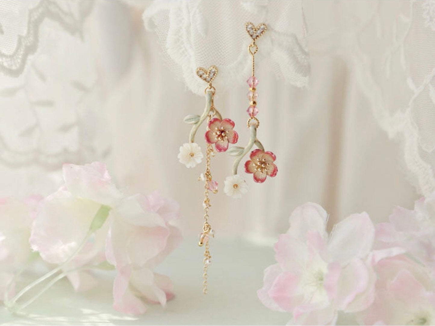 Sakura Cherry Blossom Dangle Earrings