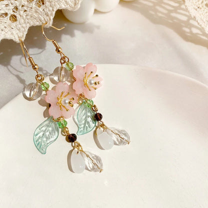 Cherry Blossom Bead Dangle Earrings