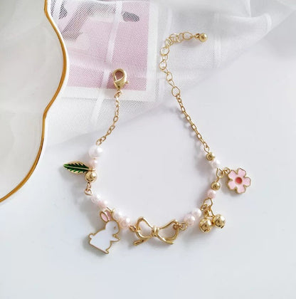 Rabbit/ Bunny Flower and Leaf Bracelet