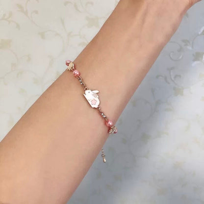 Lovely Rabbit Pink Beads Bracelet