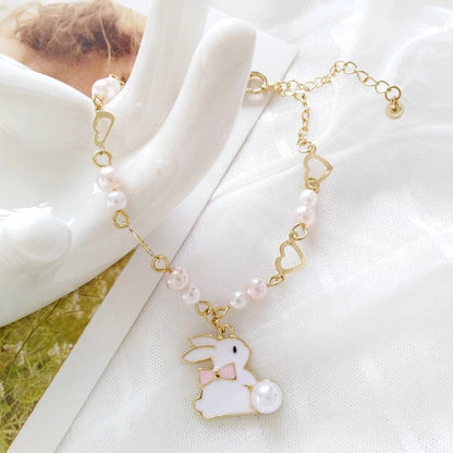 White Rabbit Bunny Charm Bracelet