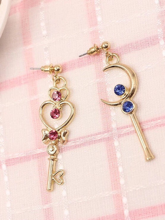 Sailor Moon Inspired Golden Magic Wand Earrings