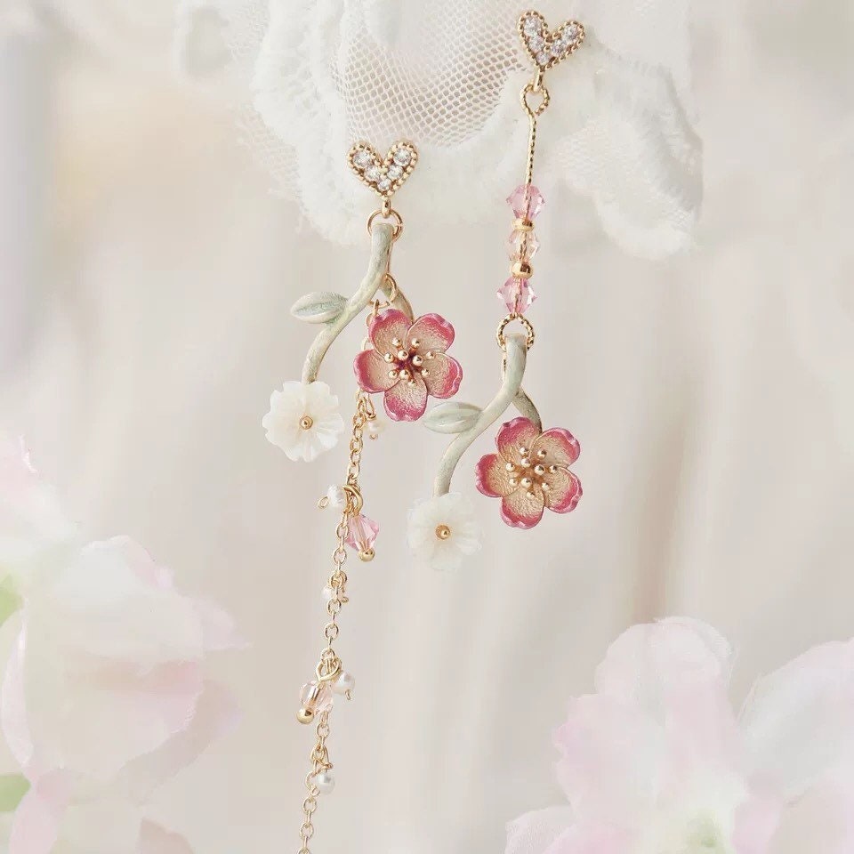 Sakura Cherry Blossom Dangle Earrings