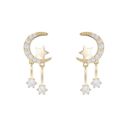 Moon and Star Dangle Earrings