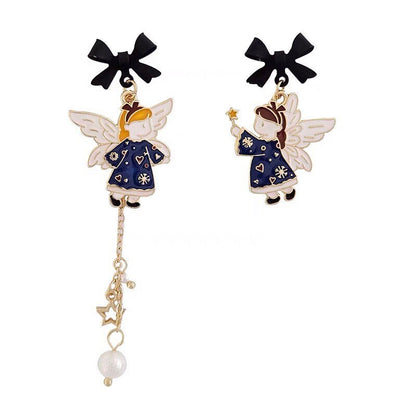 Blue Angel Mismatch Dangle Earrings