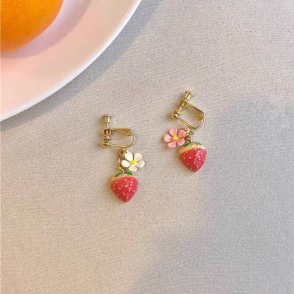 Strawberry and Flower Cute Earrings