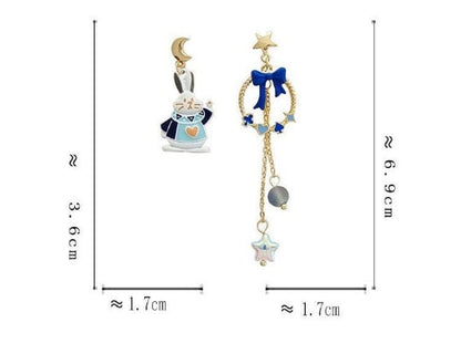 Bunny/ Rabbit Blue Ribbon Fairytale Earrings