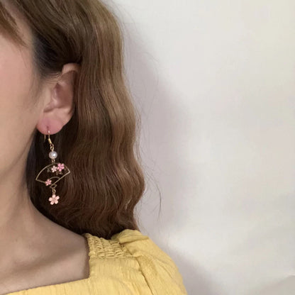 Cherry Blossom Fan Laser-Cut Earrings