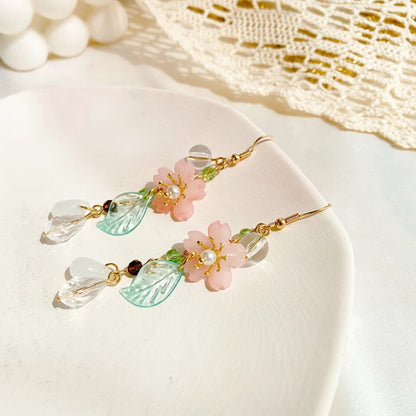 Cherry Blossom Bead Dangle Earrings