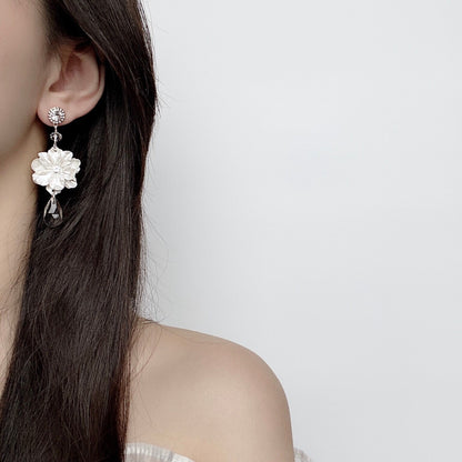 Bolivian White Flower Dangle Earrings