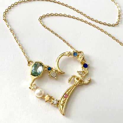 Sailor Moon Inspired Blue Heart Crystal Necklace