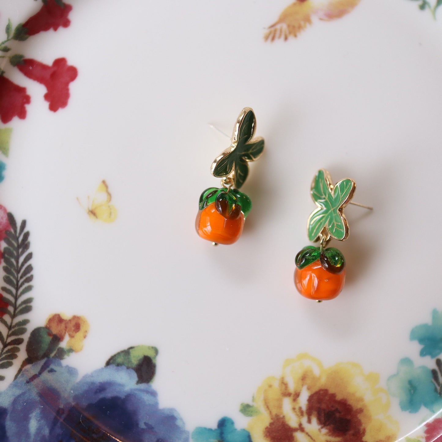 Orange Tangerine Citrus Fruit Drop Earrings