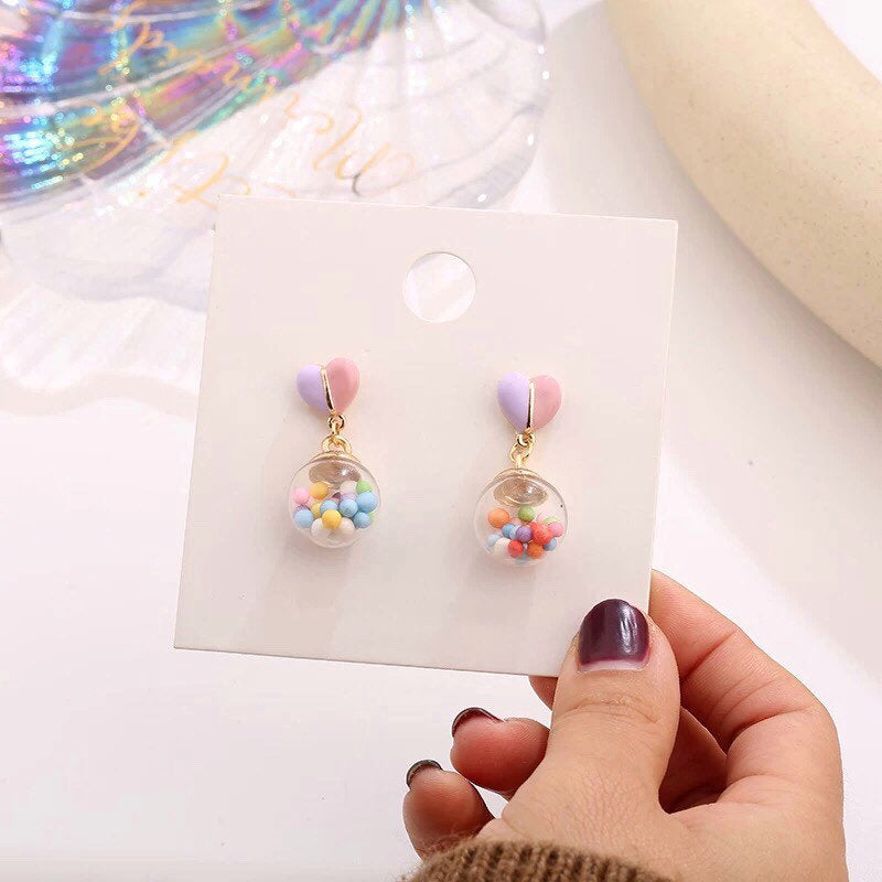 Carnival Heart Balloon Earrings